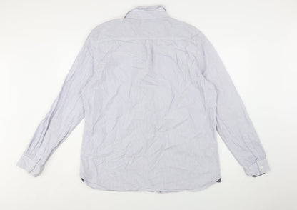 Boston Crew Men's Blue Striped Cotton Long Sleeve Button-Up Shirt XL