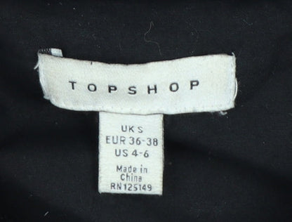 Topshop Women's Black Fleece Mid-Length Coat Size S