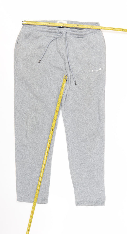 Firetrap Men's Grey Sweatpants L Regular Fit Drawstring Casual Trousers