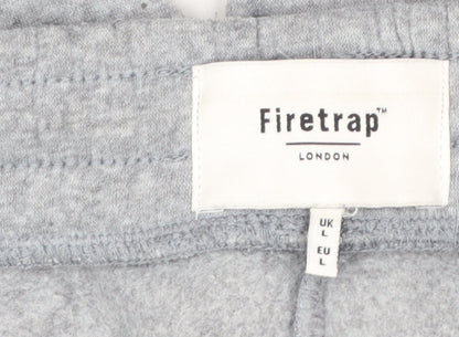 Firetrap Men's Grey Sweatpants L Regular Fit Drawstring Casual Trousers