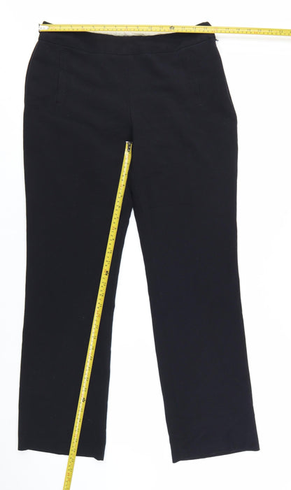 Marks and Spencer Women's Black Size 12 Straight Leg Stretch Trousers