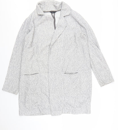 Next Women’s Grey Long Sleeve Open Knit Collared Cardigan Size 16