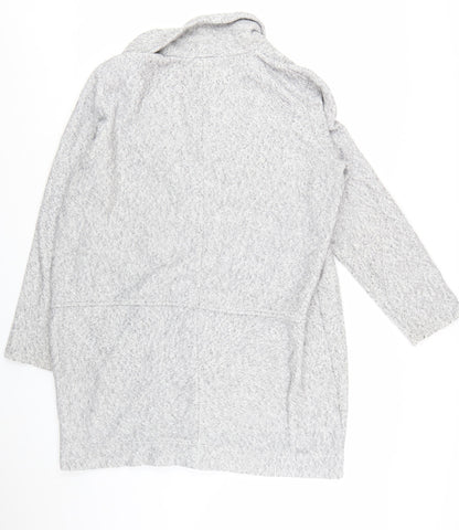 Next Women’s Grey Long Sleeve Open Knit Collared Cardigan Size 16