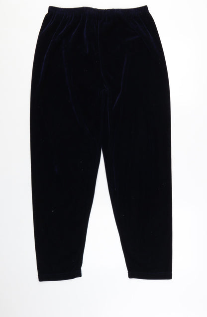 Claire Newville Women's Blue Velvet Elastic Waist Trousers UK 14-16