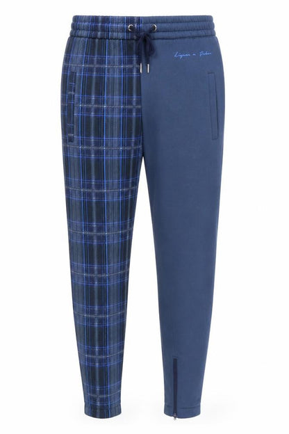 Liquor n Poker Men's Blue Check Jogger Trousers Size S