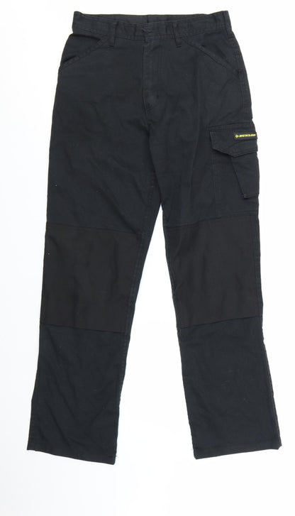 Dunlop Men's Black Cargo Workwear Trousers W28 L32 Cotton Blend
