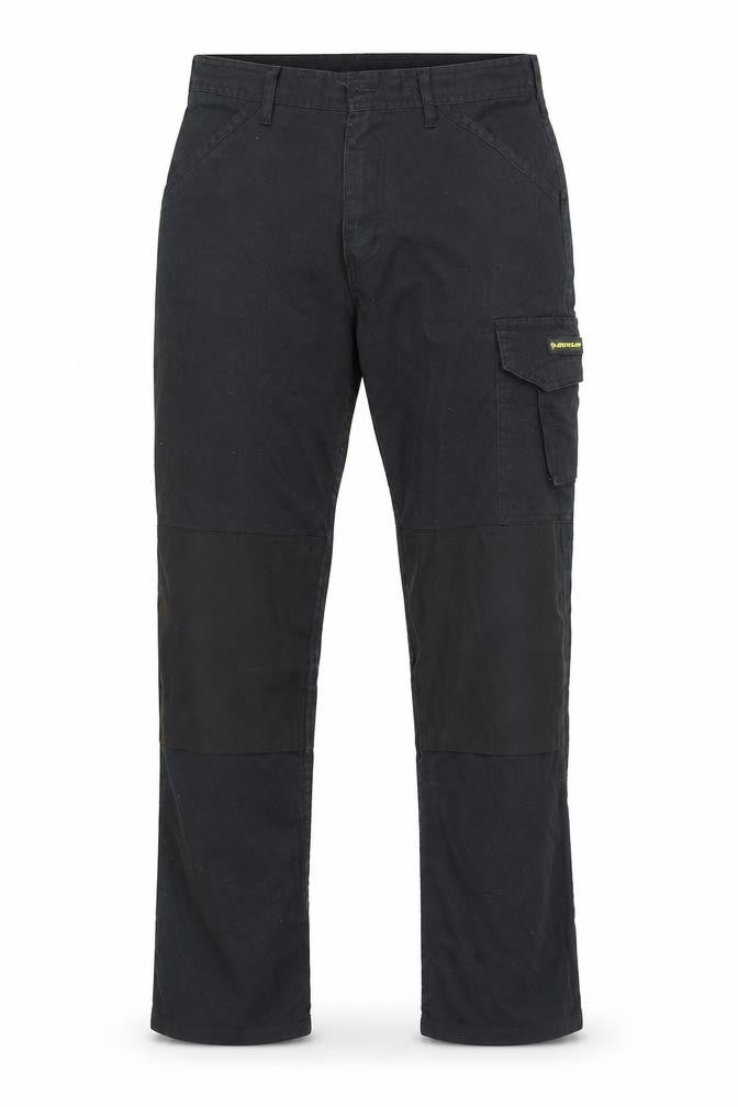 Dunlop Men's Black Cargo Workwear Trousers W28 L32 Cotton Blend