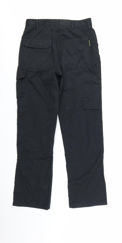 Dunlop Men's Black Cargo Workwear Trousers W28 L32 Cotton Blend