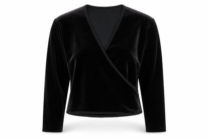 BHS Women’s Black Velvet Long Sleeve Wrap Blouse Size 14