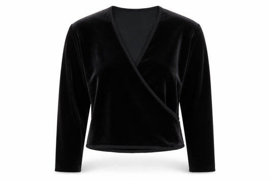 BHS Women’s Black Velvet Long Sleeve Wrap Blouse Size 14