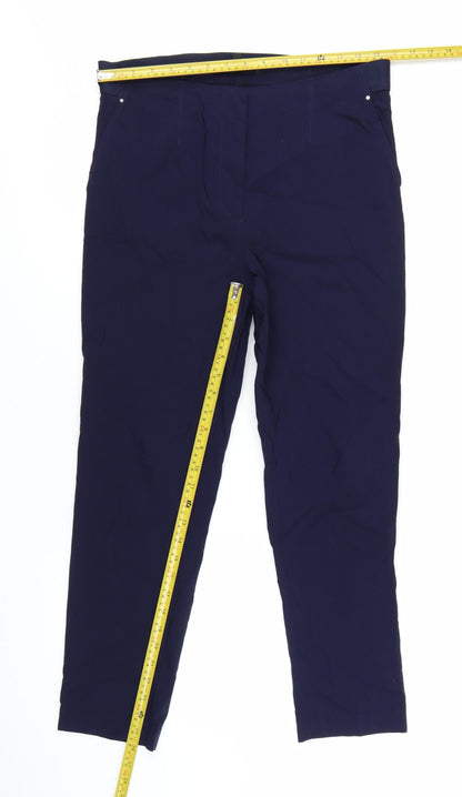 David Emanuel Women's Blue Size 14 Straight Ponte Trousers