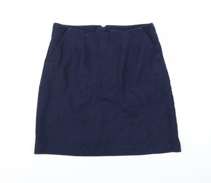 Joules Women's Blue Tweed Knee Length Pencil Skirt UK 10
