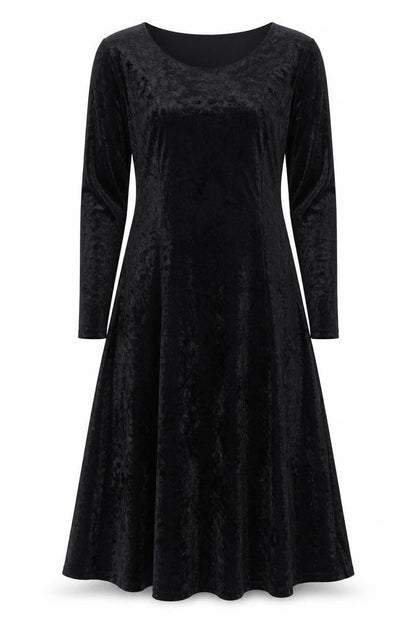 Basic Thinking Women Black Long Velvet A-Line Dress Size 12