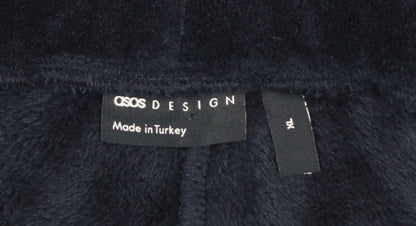 ASOS DESIGN Womens Blue Velour Jogger Trousers XL Soft Cozy Casual