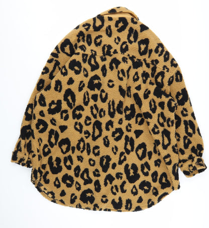 Next Girls Brown Leopard Print Fleece Shirt Jacket 16 Years