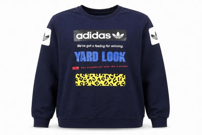 Adidas Women Navy Blue XL Pullover Sweatshirt with Graphic Print
