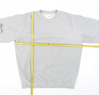 Adidas Men’s Grey Pullover Sweatshirt L Regular Fit Crew Neck