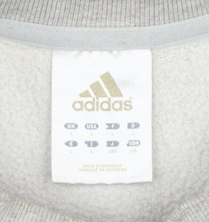 Adidas Men’s Grey Pullover Sweatshirt L Regular Fit Crew Neck