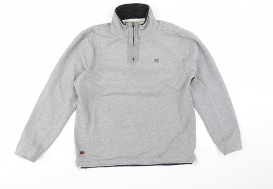 Crew Clothing Co. Mens Grey 1/4 Zip Sweatshirt Size L Regular Fit