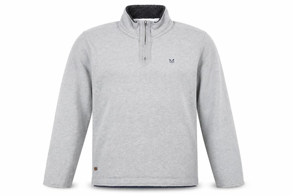 Crew Clothing Co. Mens Grey 1/4 Zip Sweatshirt Size L Regular Fit
