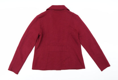 East Women Red Wool Blend Single-Breasted Blazer Size 16