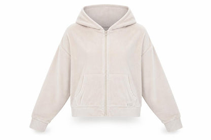 Boux Avenue Women’s Beige Velour Full Zip Hoodie UK 18
