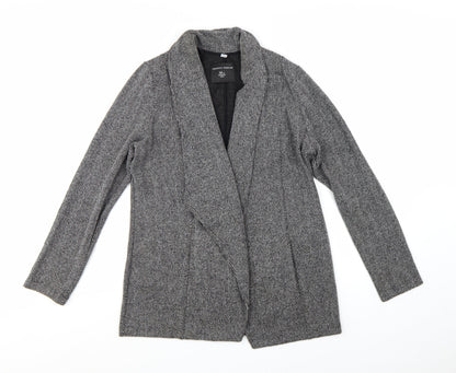 Dorothy Perkins Women Grey Herringbone Tweed Shawl Blazer UK 10