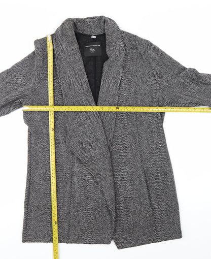 Dorothy Perkins Women Grey Herringbone Tweed Shawl Blazer UK 10