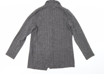 Dorothy Perkins Women Grey Herringbone Tweed Shawl Blazer UK 10