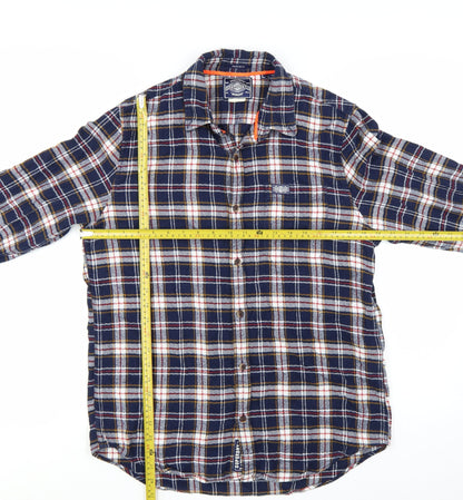 Superdry Men's Blue Flannel Plaid Long Sleeve Button-Up Shirt L