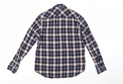 Superdry Men's Blue Flannel Plaid Long Sleeve Button-Up Shirt L