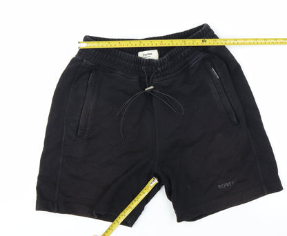 Represent Mens Black Sweat Shorts S Elastic Waist Casual