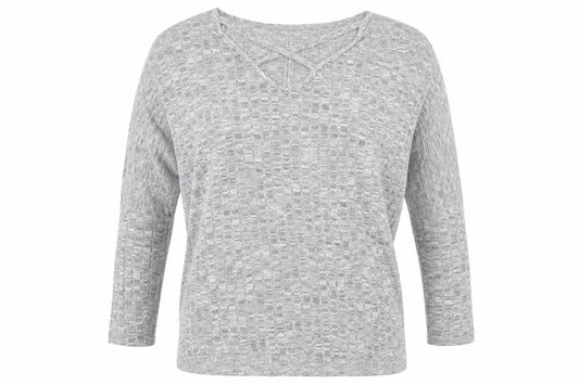 Lipsy Women Grey Long Sleeve V-Neck Jersey Top Size 12