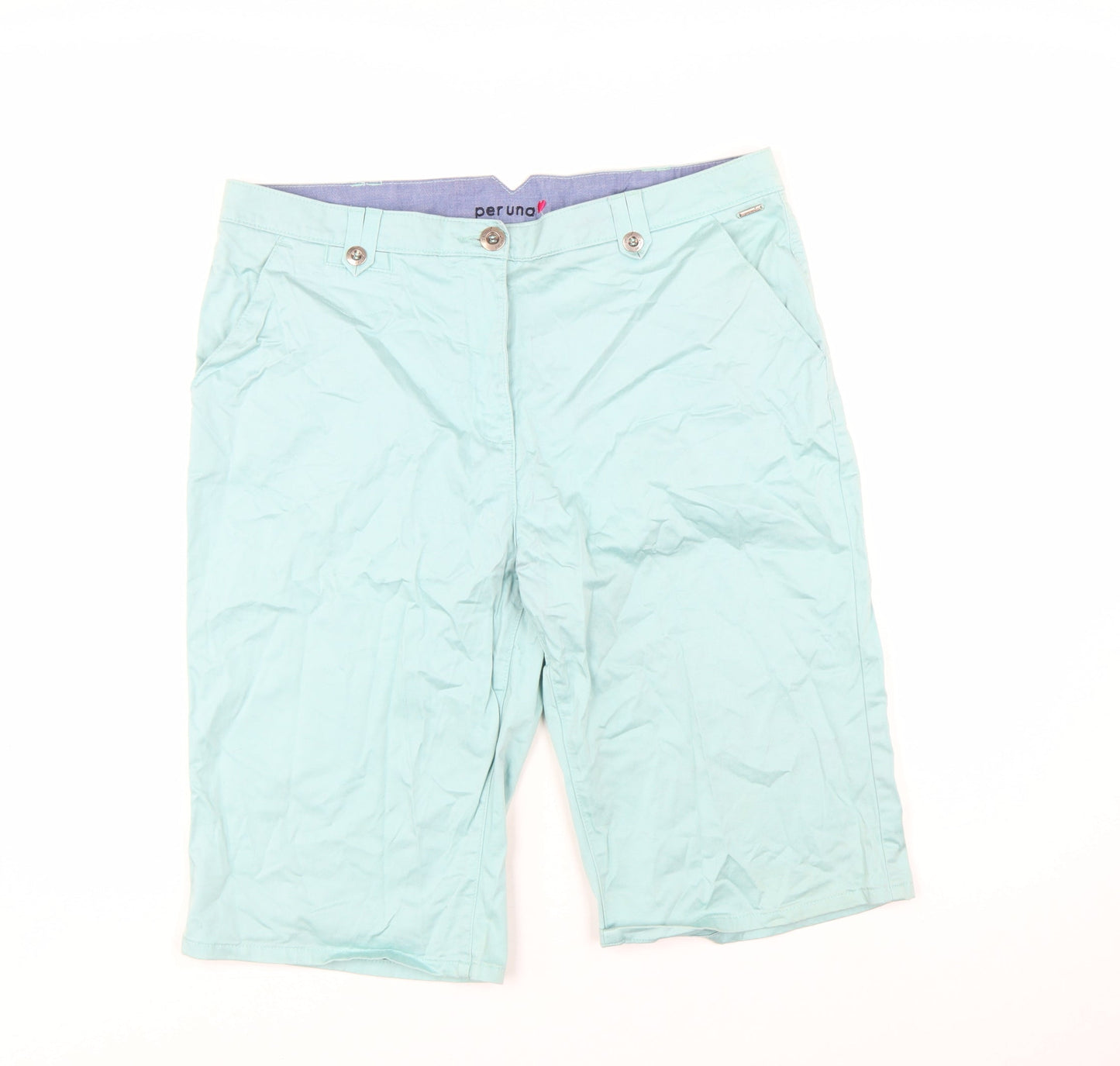 Marks and Spencer Women’s Green Bermuda Shorts Size 16 Stretch Cotton