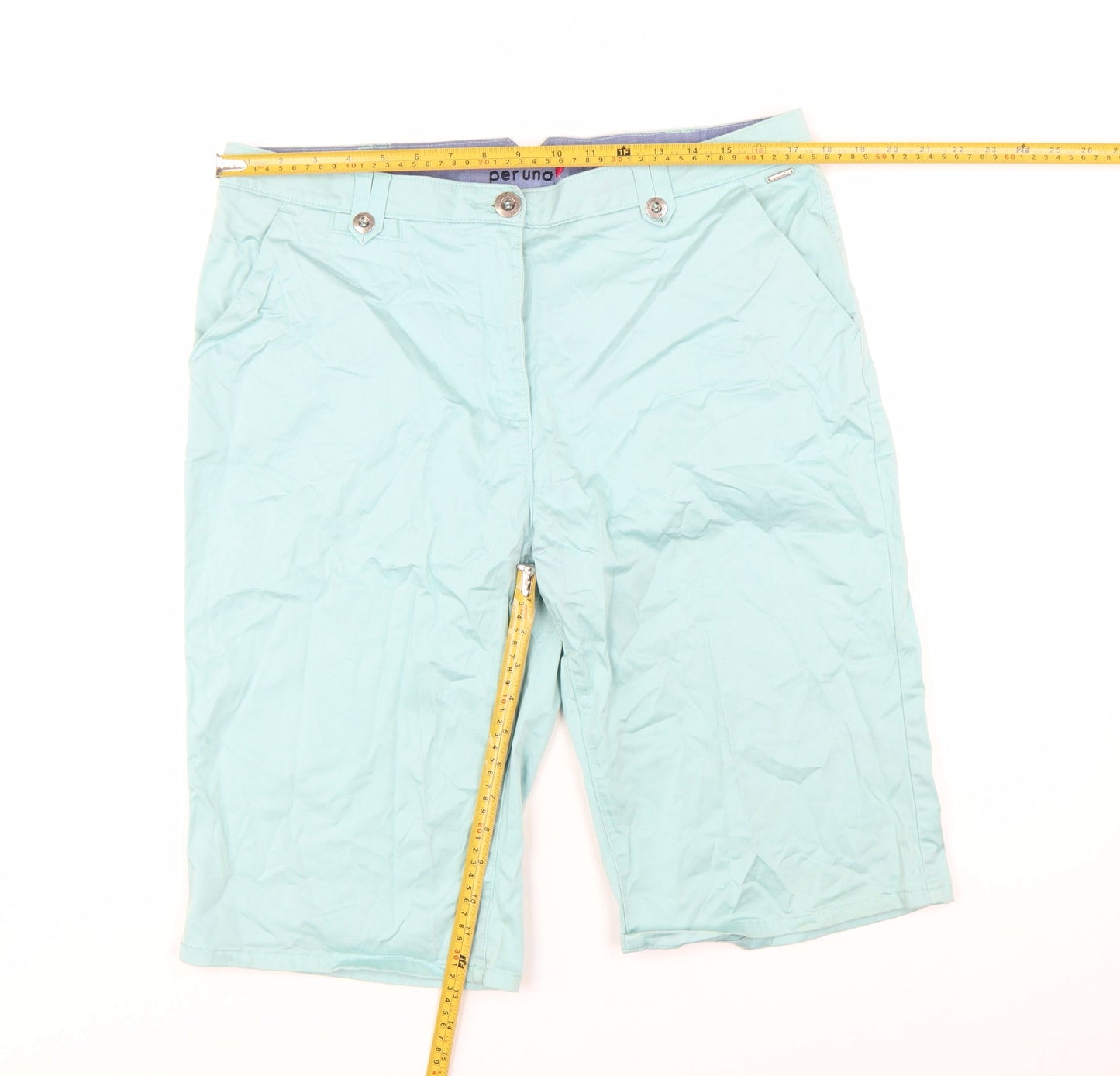 Marks and Spencer Women’s Green Bermuda Shorts Size 16 Stretch Cotton