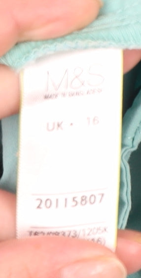 Marks and Spencer Women’s Green Bermuda Shorts Size 16 Stretch Cotton