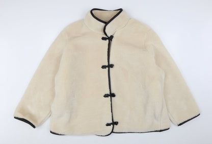 H&M Women’s Ivory Faux Fur Jacket Size 18 Classic Mid-Length
