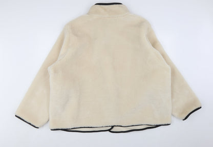 H&M Women’s Ivory Faux Fur Jacket Size 18 Classic Mid-Length