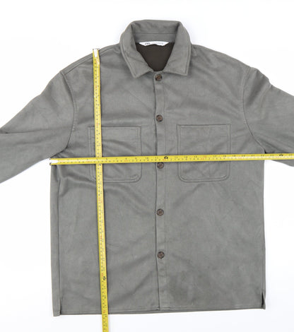 ZARA Men's Grey Casual Cotton Twill Button Jacket M