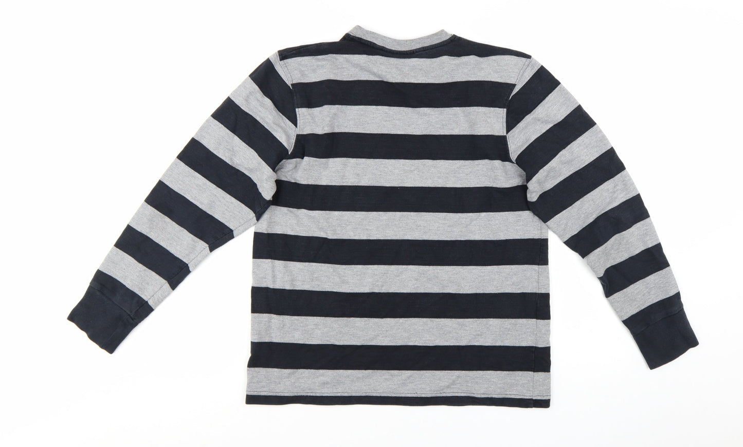 Motolegends Men's Grey Black Striped Cotton Pullover Sweatshirt M