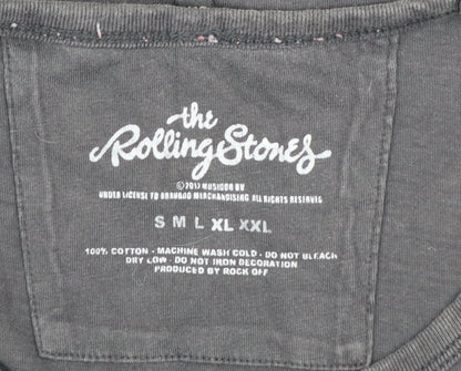 The Rolling Stones Men's Black Sleeveless Graphic T-Shirt XL Cotton Rock Theme