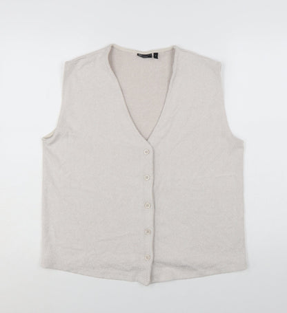 ASOS DESIGN Women’s Beige Sleeveless V-Neck Button Blouse Size S