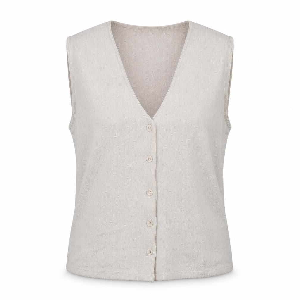 ASOS DESIGN Women’s Beige Sleeveless V-Neck Button Blouse Size S