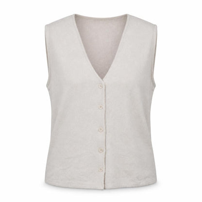 ASOS DESIGN Women’s Beige Sleeveless V-Neck Button Blouse Size S