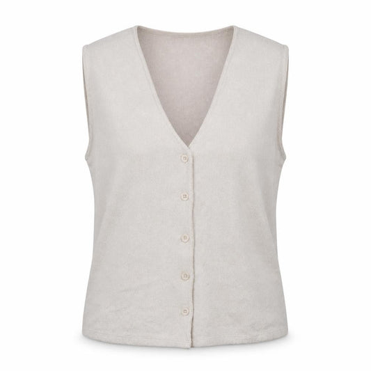 ASOS DESIGN Women’s Beige Sleeveless V-Neck Button Blouse Size S
