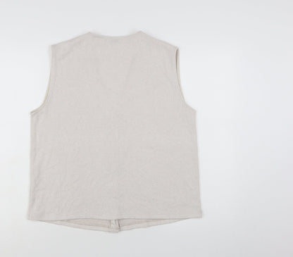 ASOS DESIGN Women’s Beige Sleeveless V-Neck Button Blouse Size S
