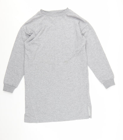 River Island Women Grey Size 10 Long Sleeve T-Shirt Dress