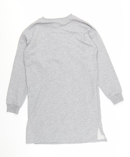 River Island Women Grey Size 10 Long Sleeve T-Shirt Dress
