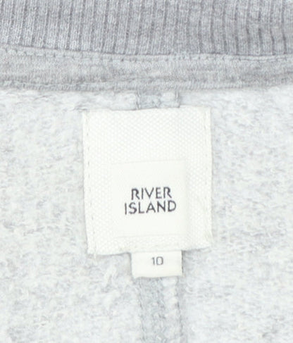 River Island Women Grey Size 10 Long Sleeve T-Shirt Dress