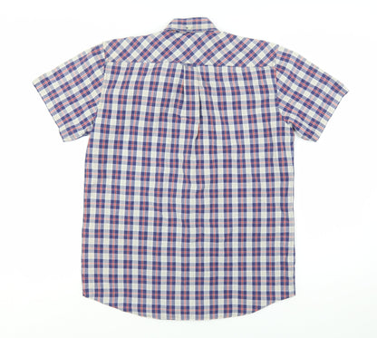 Ben Sherman Men's Blue Checked Short Sleeve Button-Up Shirt Size S